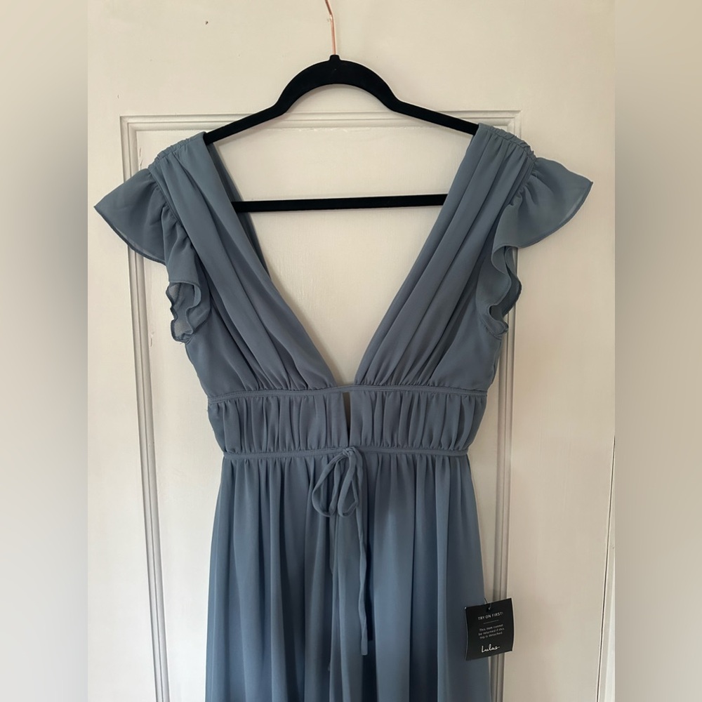 LuLus - I’m All Yours Blue Ruffled Maxi Dress - NWT Size XS
